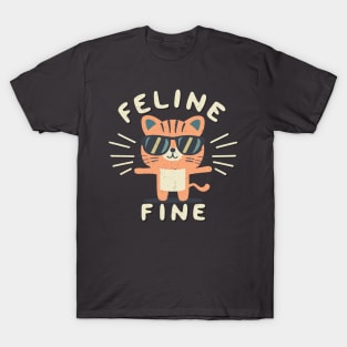 Funny Feline Fine Tiger Cat Puns T-Shirt